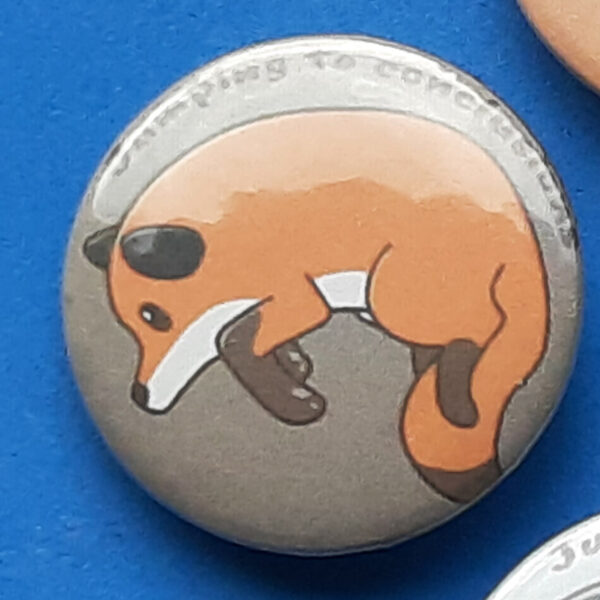 jumping to conclusions buttons medium red fox