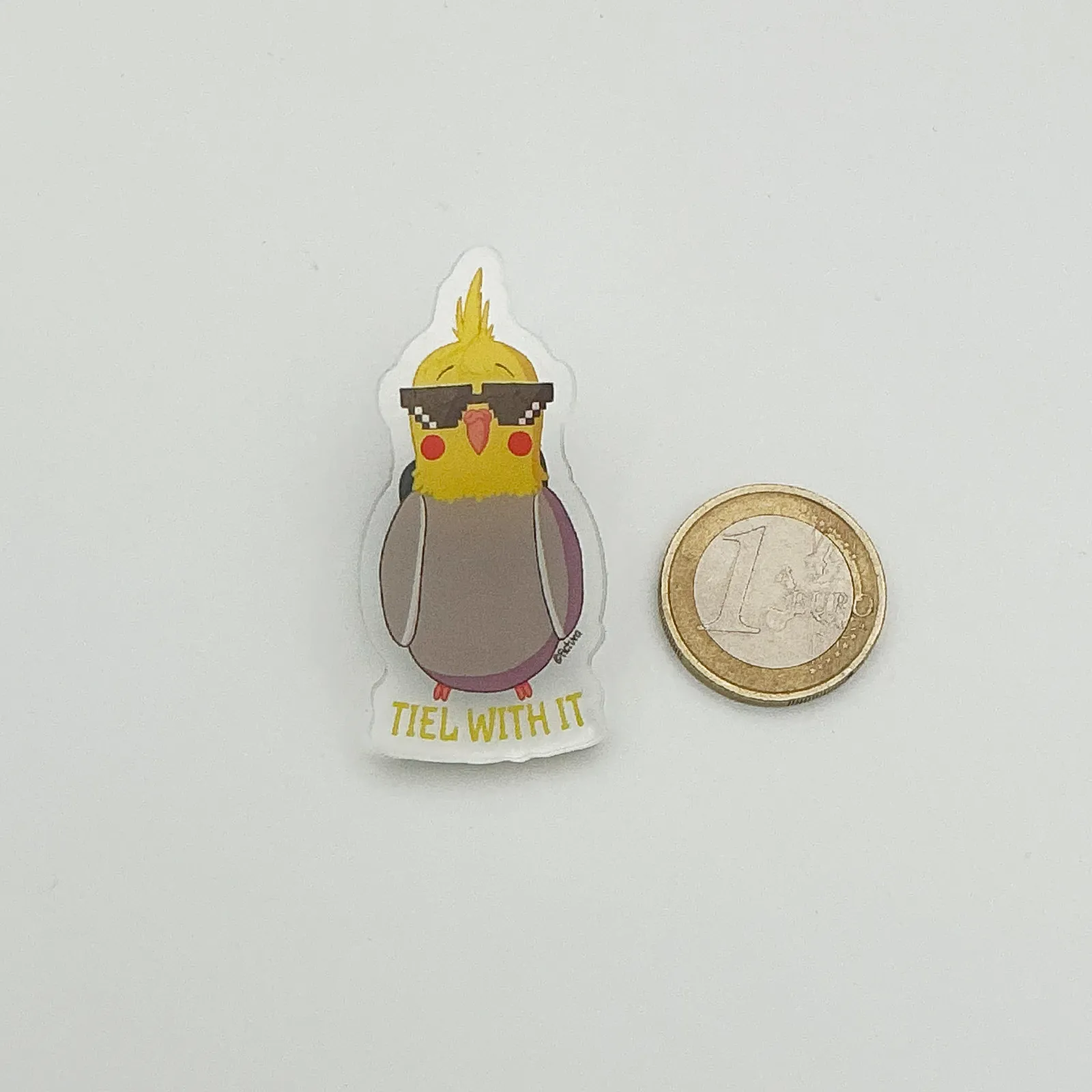 Tiel with it Kiko the cockatiel - Acrylic pin - Image 3