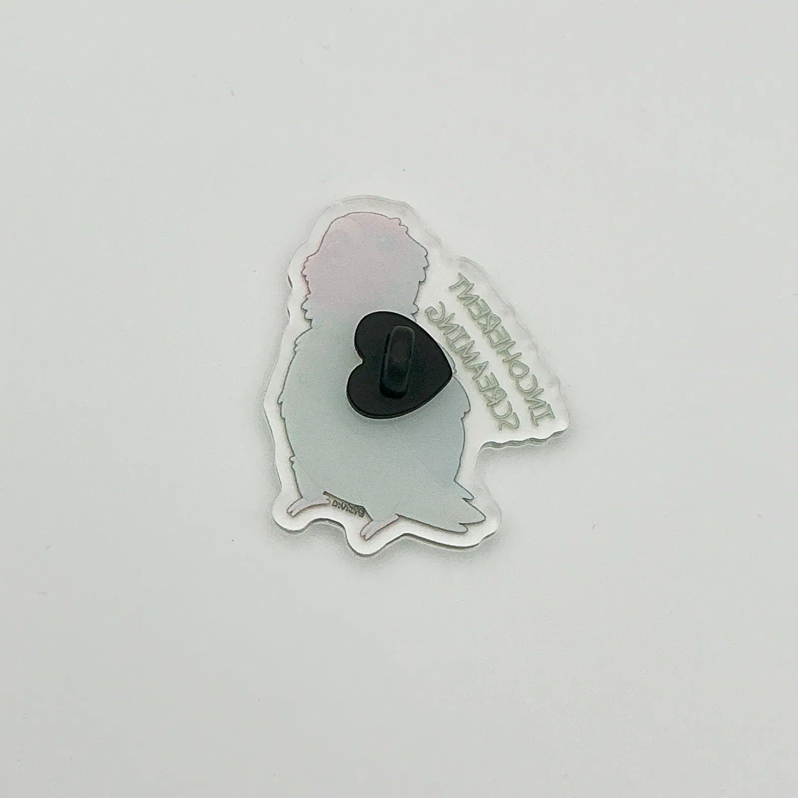 Incoherent screaming Lucky the lovebird - Acrylic pin - Image 2