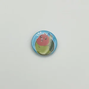 Cute & fluffy Lucky the lovebird - Medium button