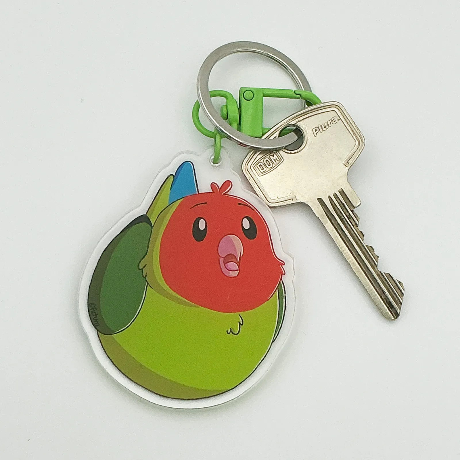 Cute & fluffy Lucky the lovebird - Acrylic keychain