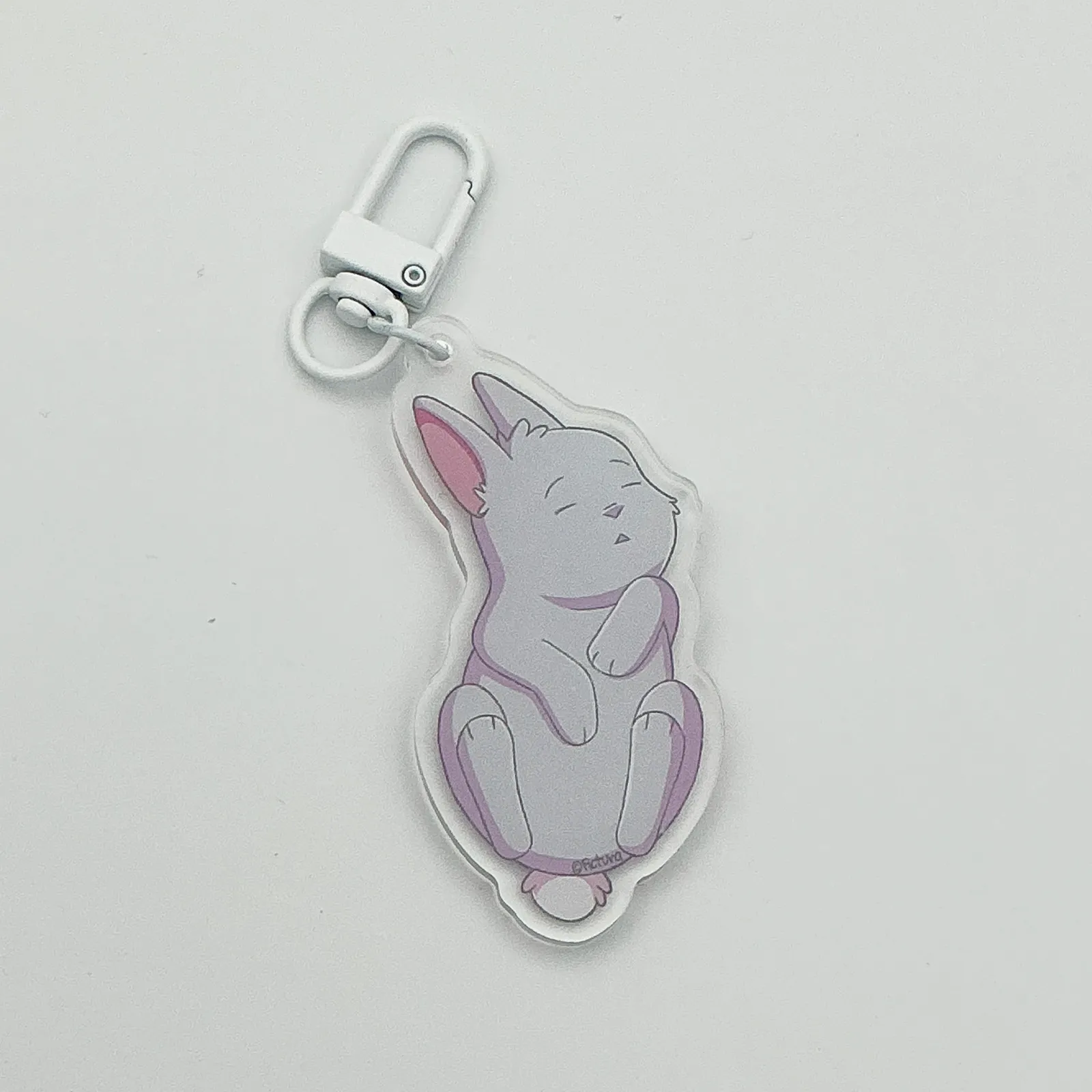 Peachefully sleeping Snowball the bunny - Acrylic keychain - Image 3