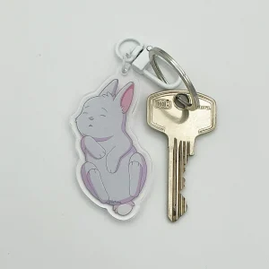 Peachefully sleeping Snowball the bunny - Acrylic keychain