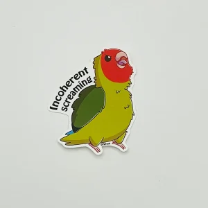 Incoherent screaming Lucky the lovebird - Kiss-cut sticker